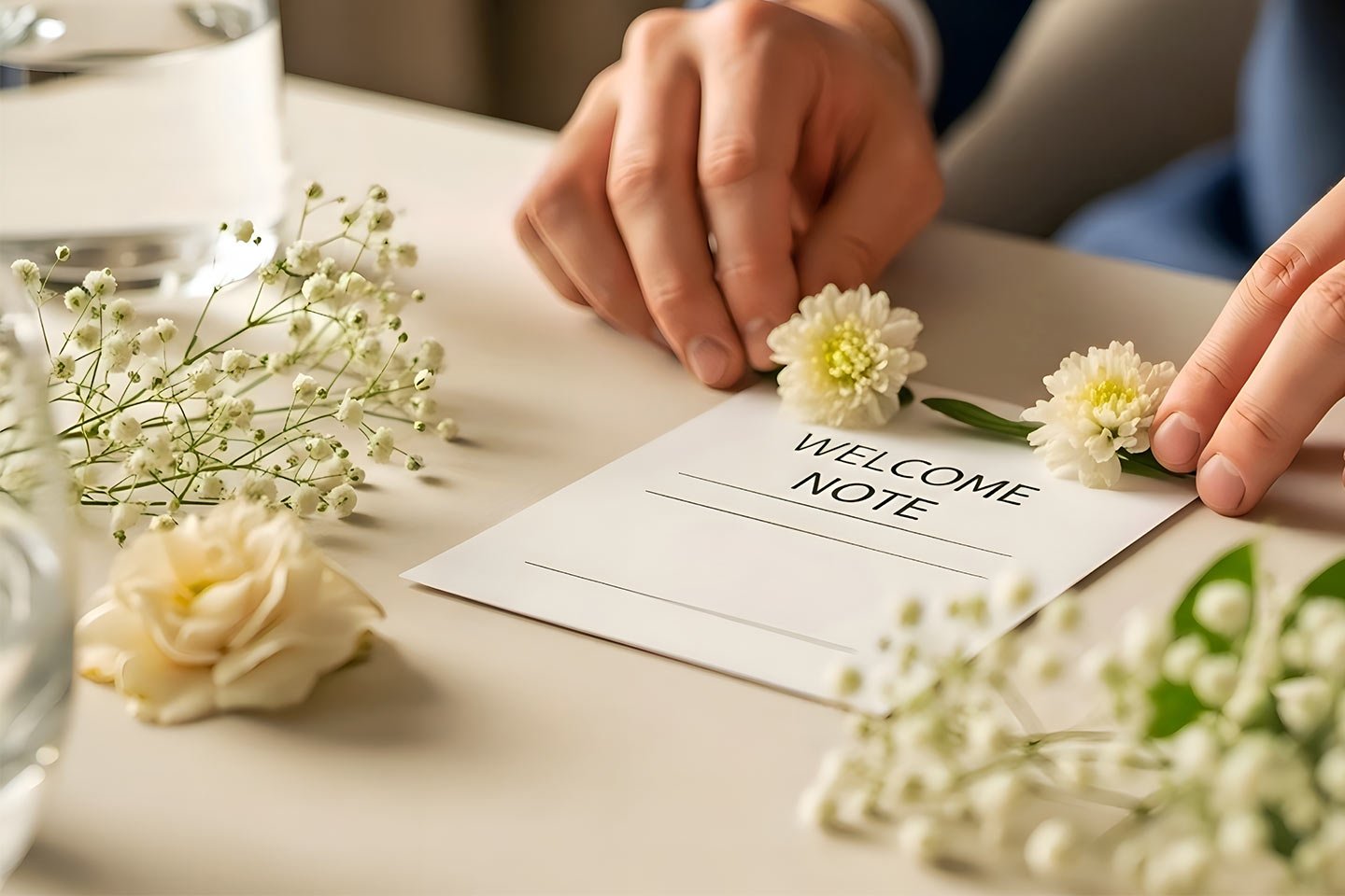 hotel employee preparing a note