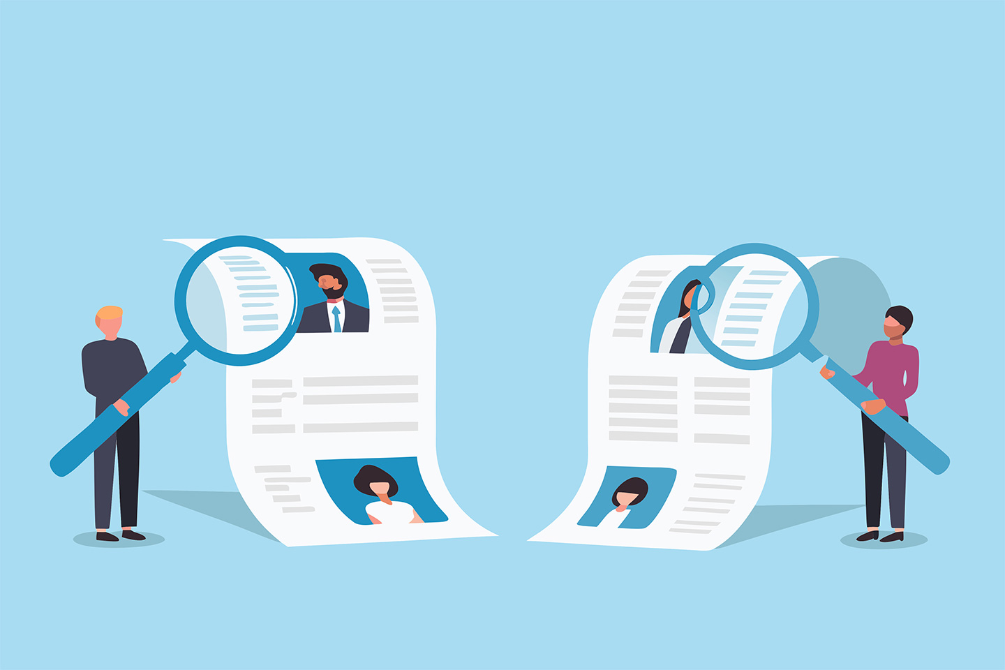 illustration of people analyzing CV