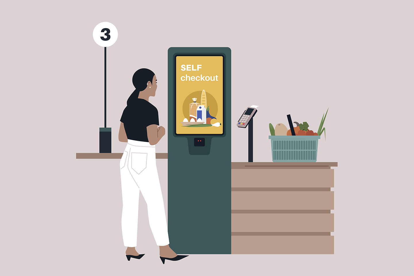 illustration of a self-checkout