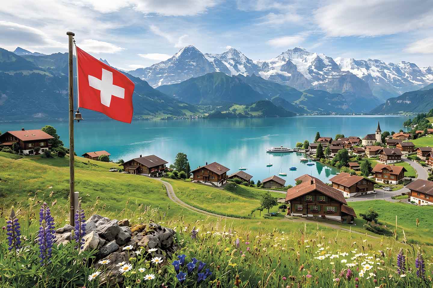 view of a swiss lake 